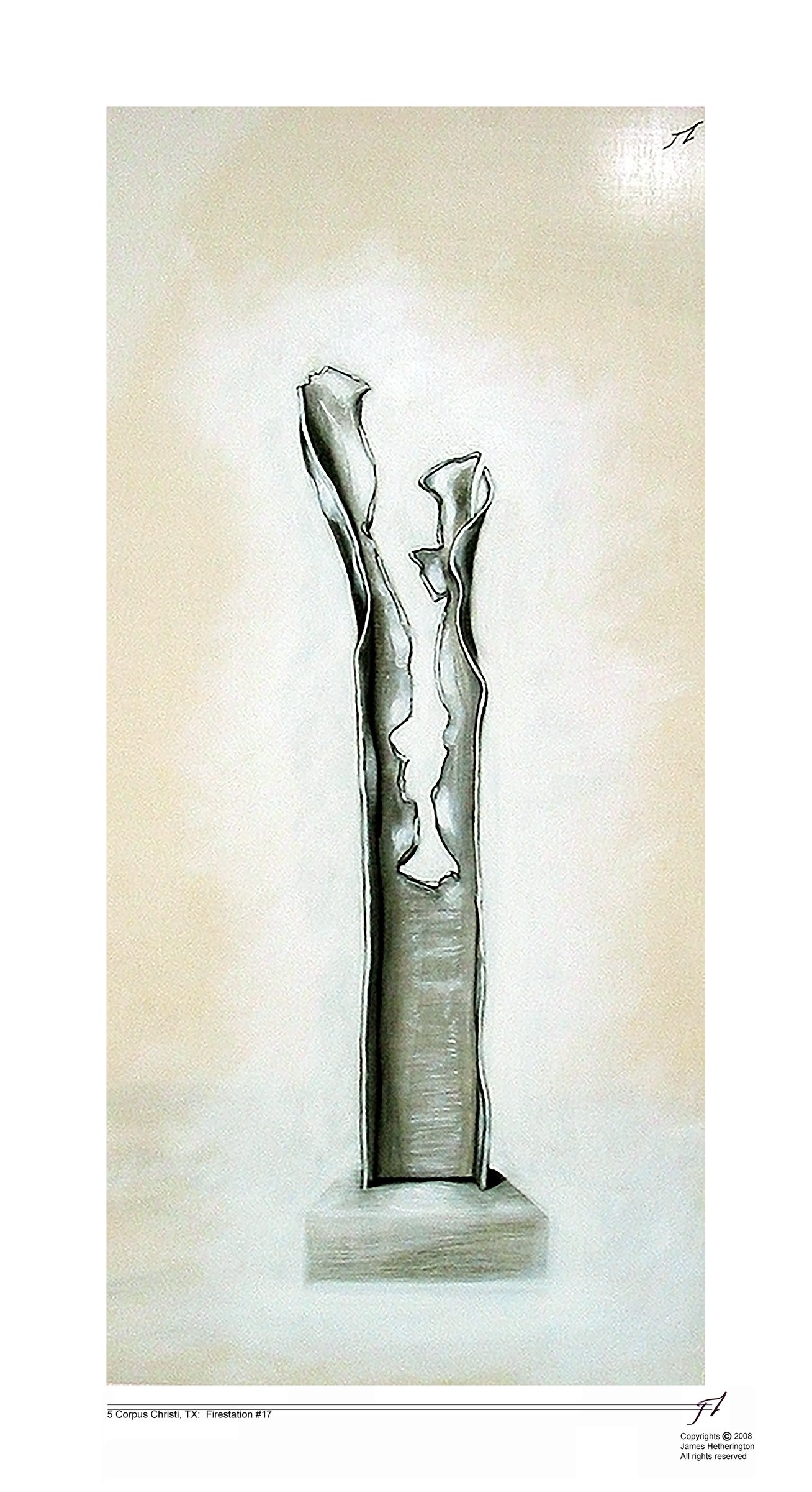 Corpus Christi Silver Flame — pencil on wood (prints only)