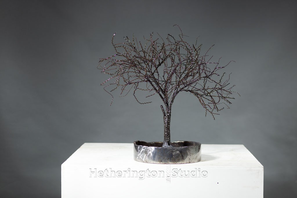 Stainless steel tree sculpture — trunk detail